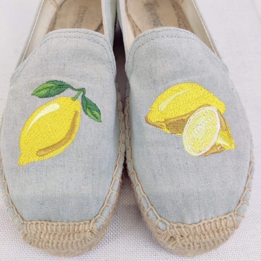 Soludos Lemon Espadrilles Platform Smoking Slipper Womens Size 6 Slip on Loafer